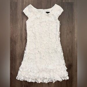 New Directions White Ruffled Tiered Sheath Dress